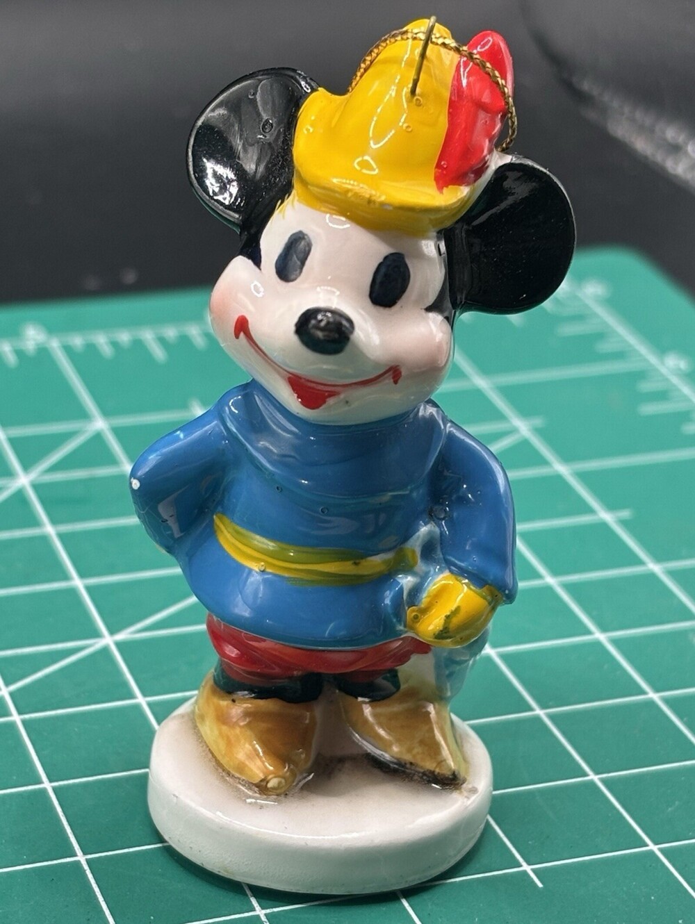 Vintage Ceramic Mickey Mouse Christmas Ornament Walt Disney Japan Mini Cute 3"